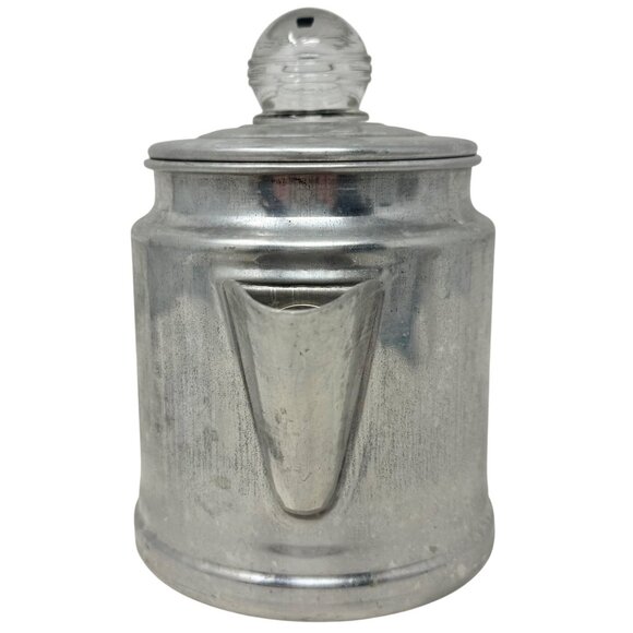 Vtg Aluminum Stovetop Percolator Coffee Pot Glass Knob Camping Single Serve - Picture 3 of 9